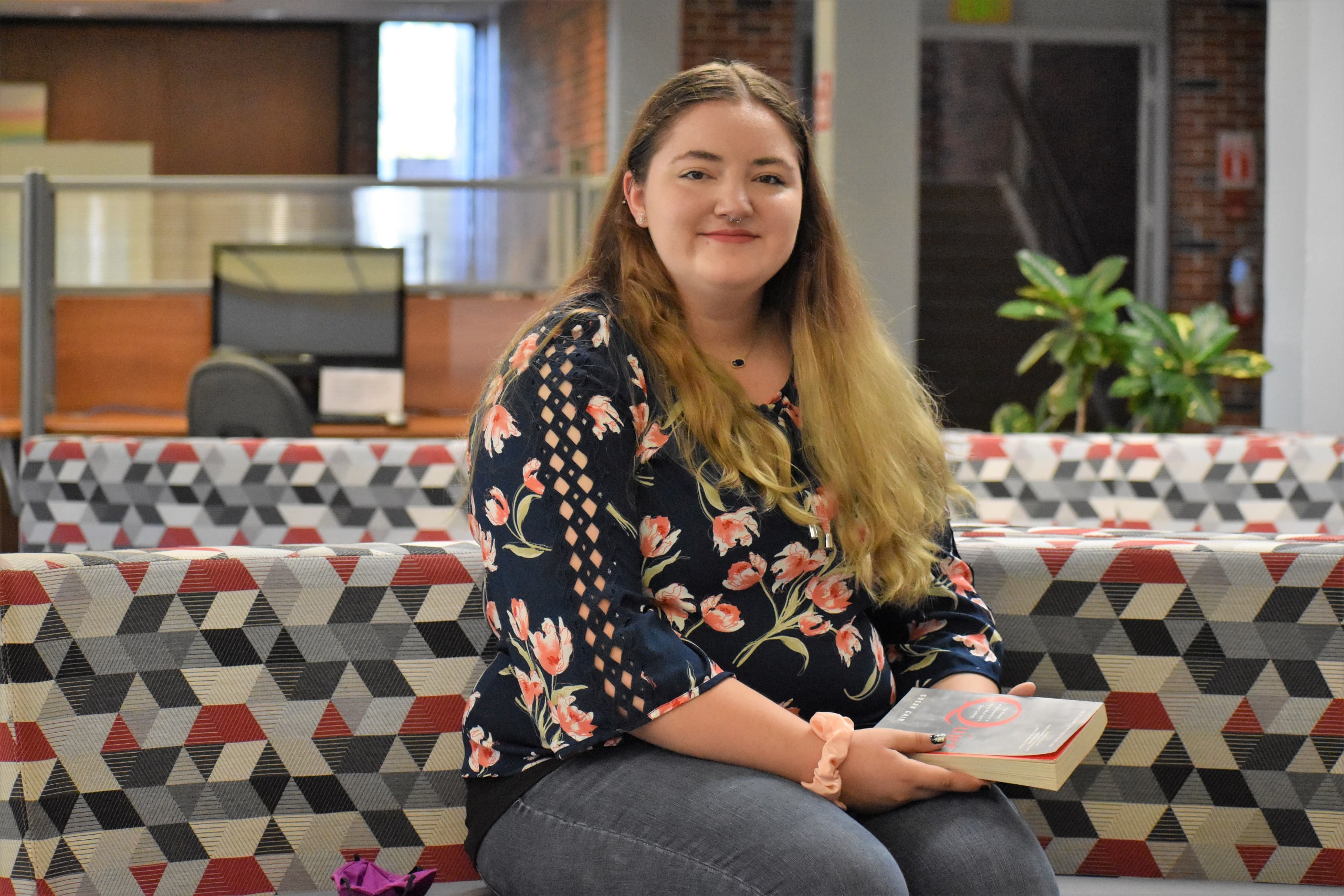 CBU Student Breanna Joyner in the library